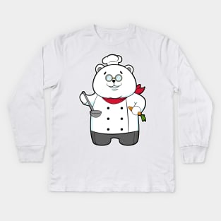 Panda as Cook with Soup ladle & Carrot Kids Long Sleeve T-Shirt